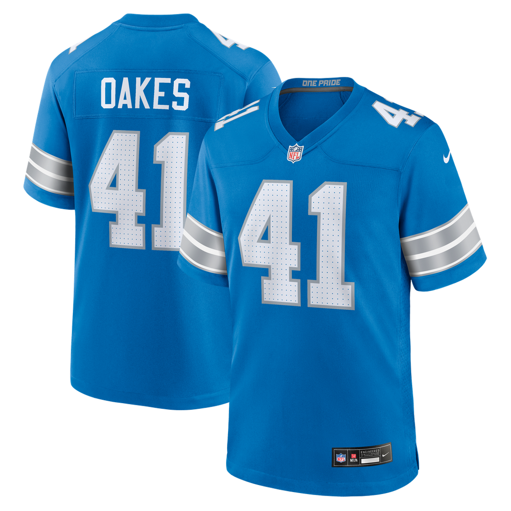 Gunnar Oakes Detroit Lions Team Game Jersey - Blue