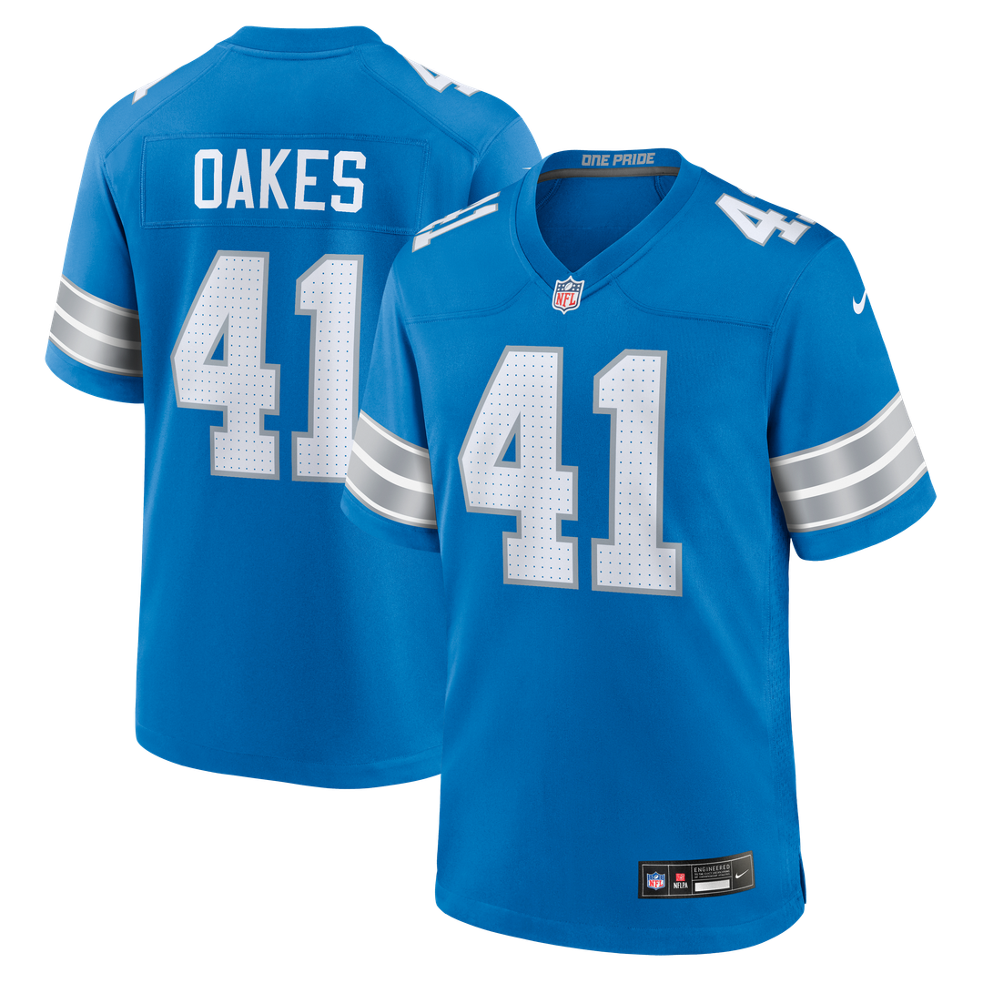 Gunnar Oakes Detroit Lions Team Game Jersey - Blue