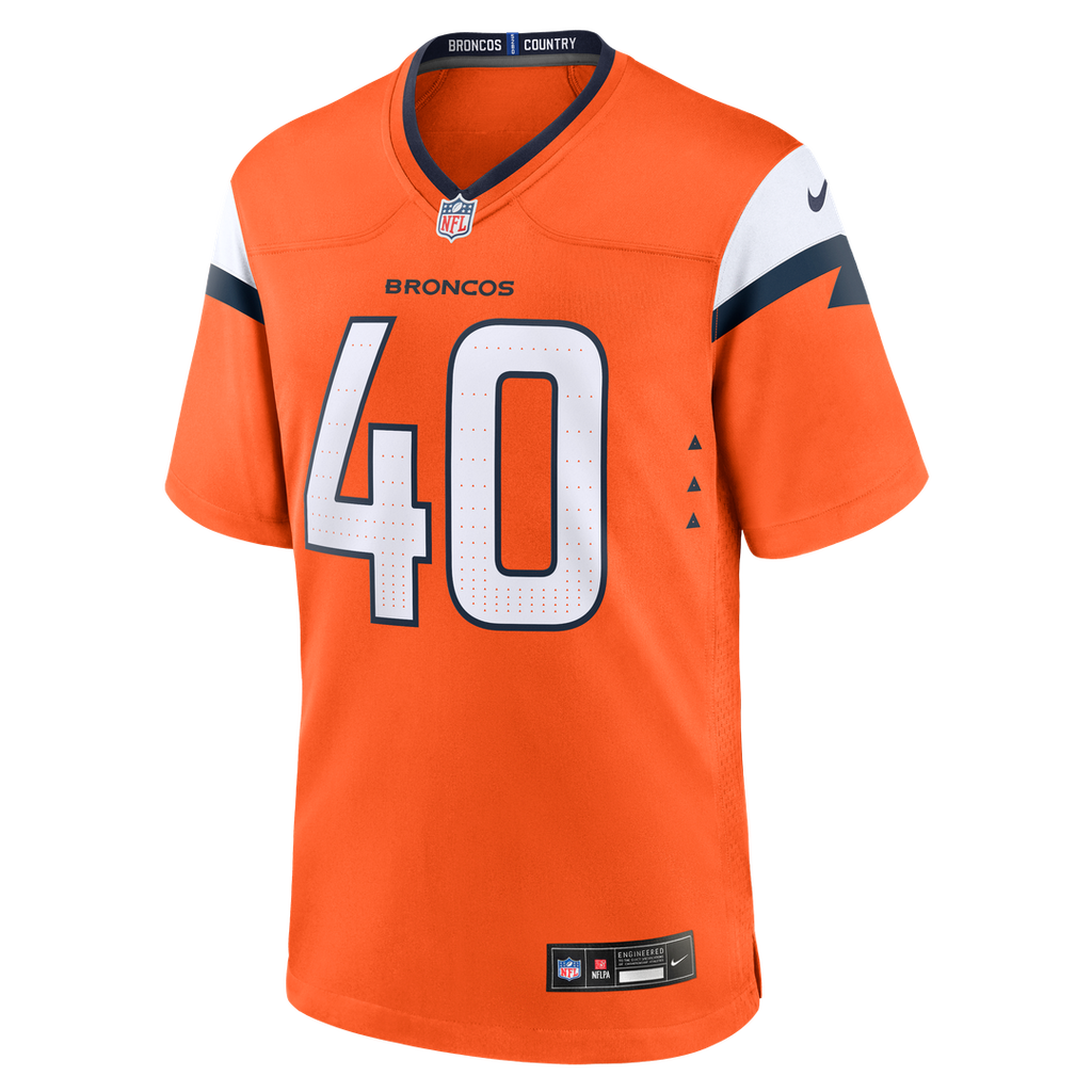 Justin Strnad Denver Broncos Team Game Jersey - Orange