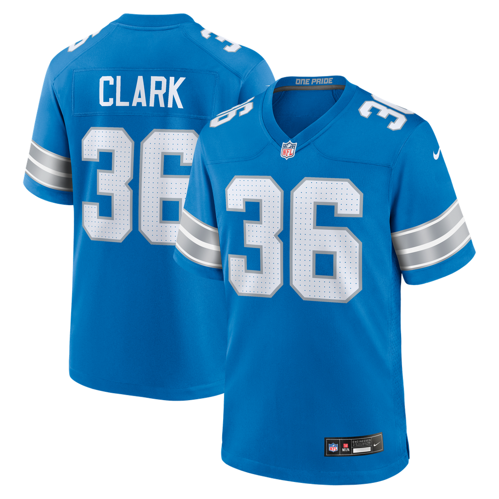 Chuck Clark Detroit Lions Team Game Jersey - Blue