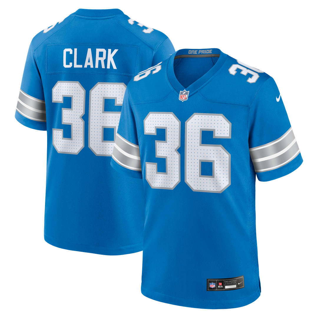 Chuck Clark Detroit Lions Team Game Jersey - Blue