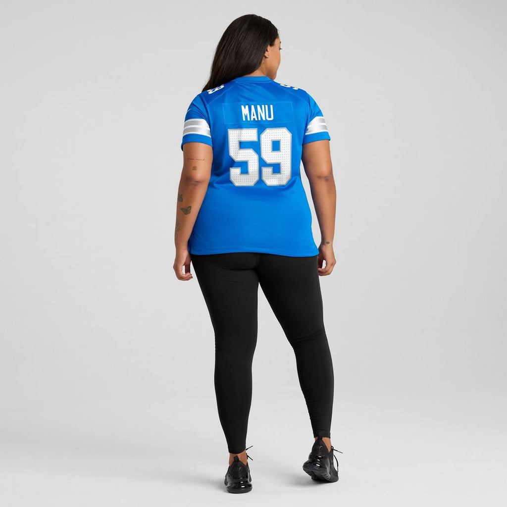 Giovanni Manu Detroit Lions Women's Team Game Jersey - Blue