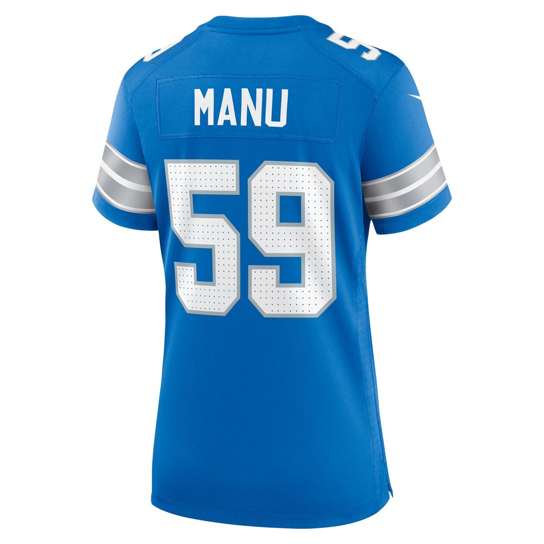 Giovanni Manu Detroit Lions Women's Team Game Jersey - Blue
