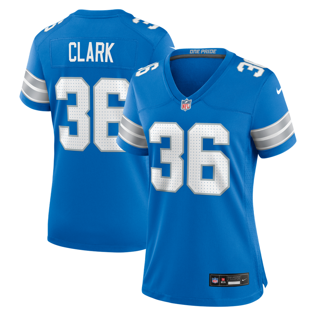 Chuck Clark Detroit Lions Women's Team Game Jersey - Blue