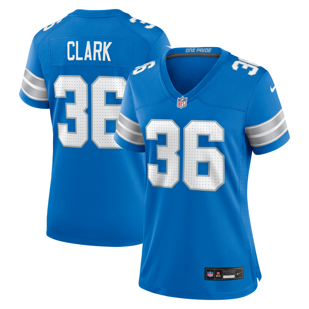 Chuck Clark Detroit Lions Women's Team Game Jersey - Blue