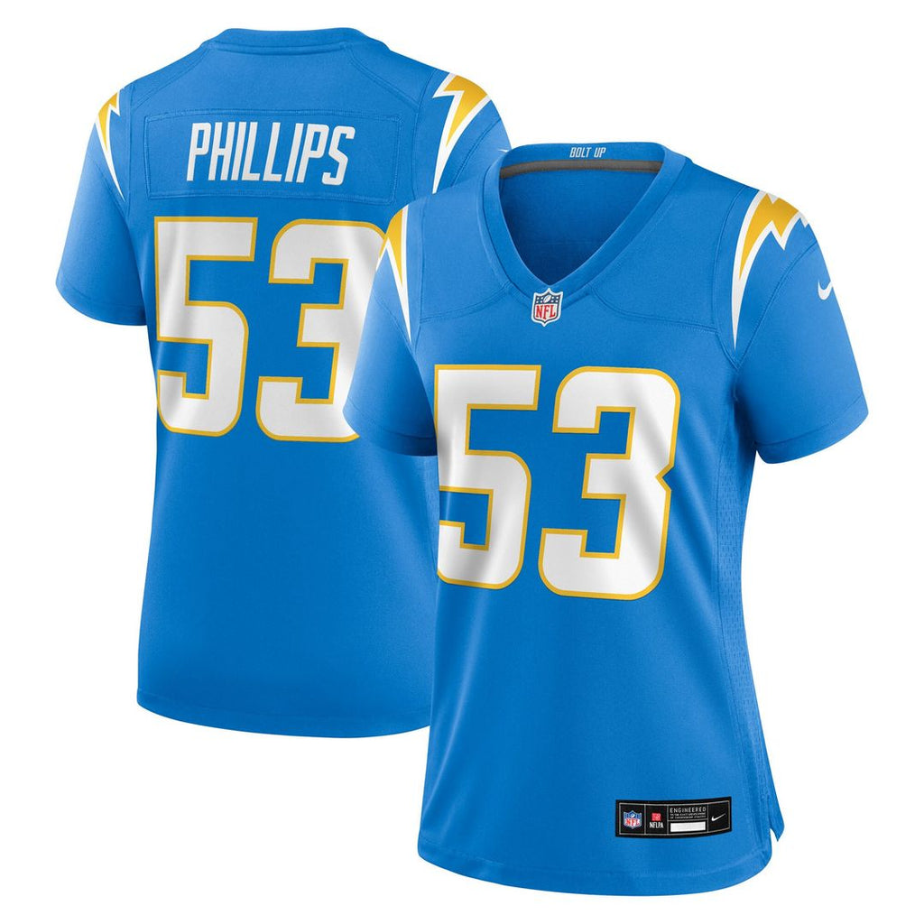 Del'Shawn Phillips Los Angeles Chargers Women's Team Game Jersey - Powder Blue