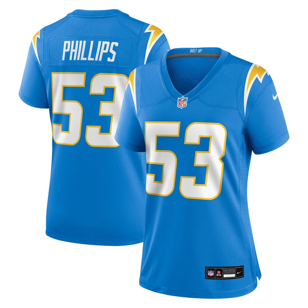 Del'Shawn Phillips Los Angeles Chargers Women's Team Game Jersey - Powder Blue