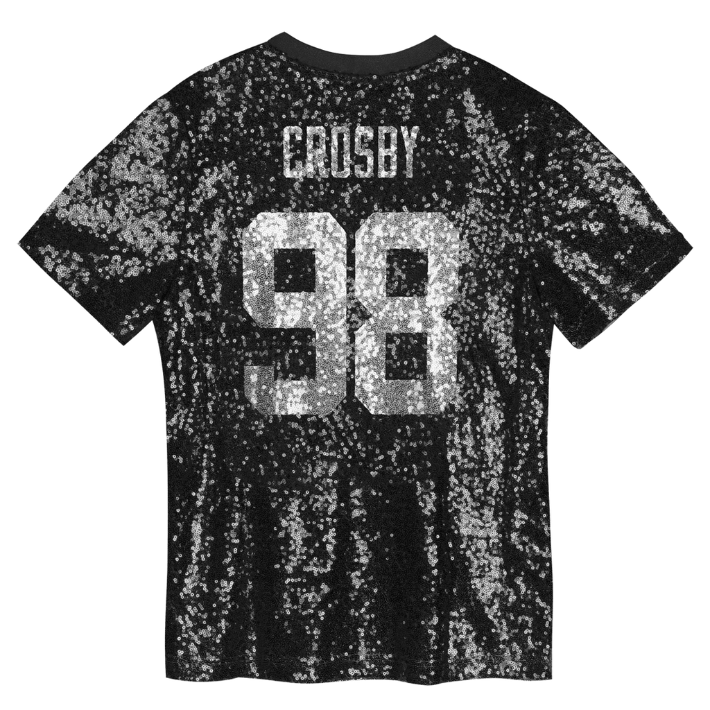Maxx Crosby Las Vegas Raiders Girls Youth Sequin V-Neck Fashion Jersey - Black