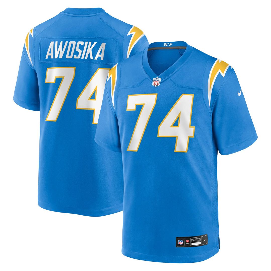 Kayode Awosika Los Angeles Chargers Team Game Jersey - Powder Blue
