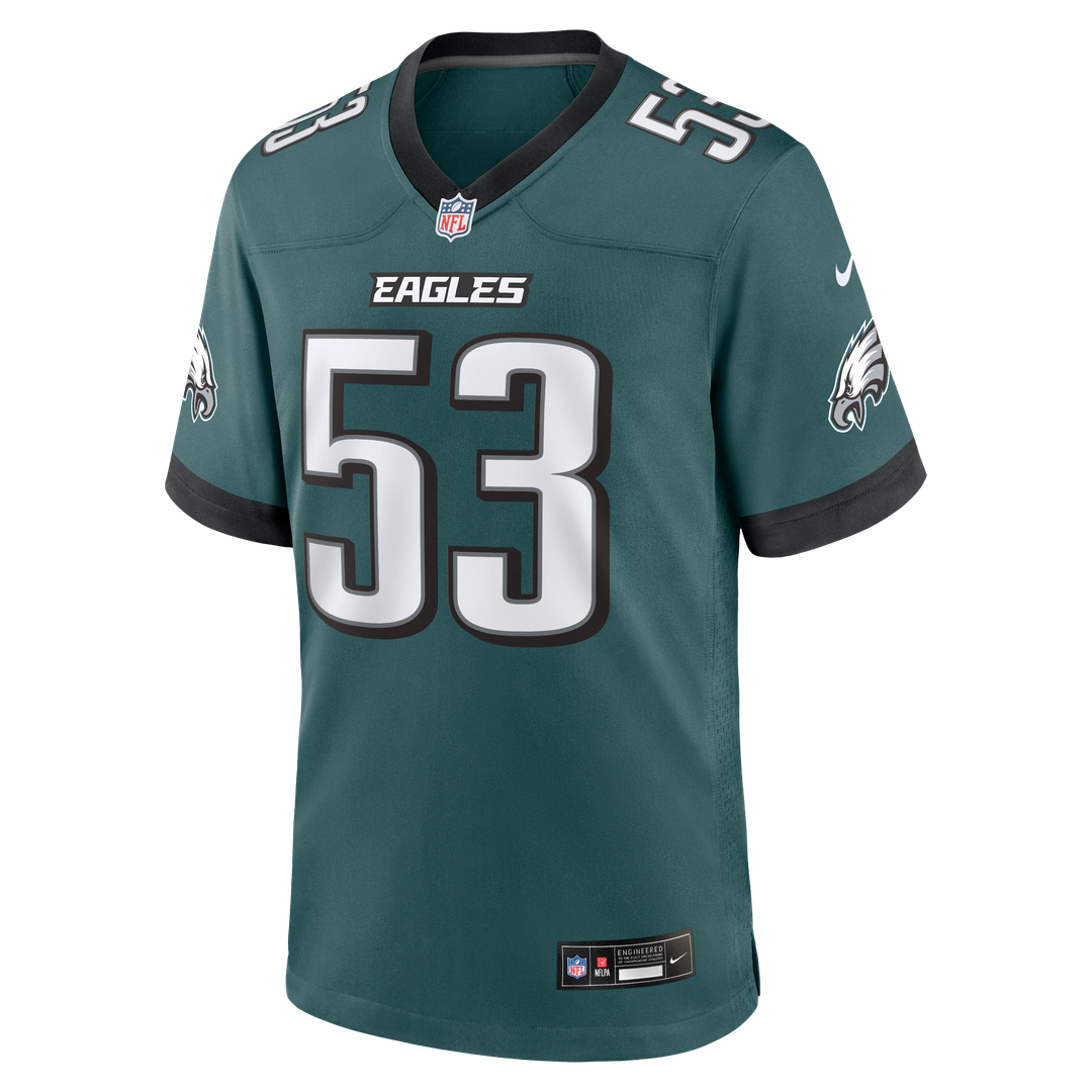 Zack Baun Philadelphia Eagles Team Game Jersey - Midnight Green