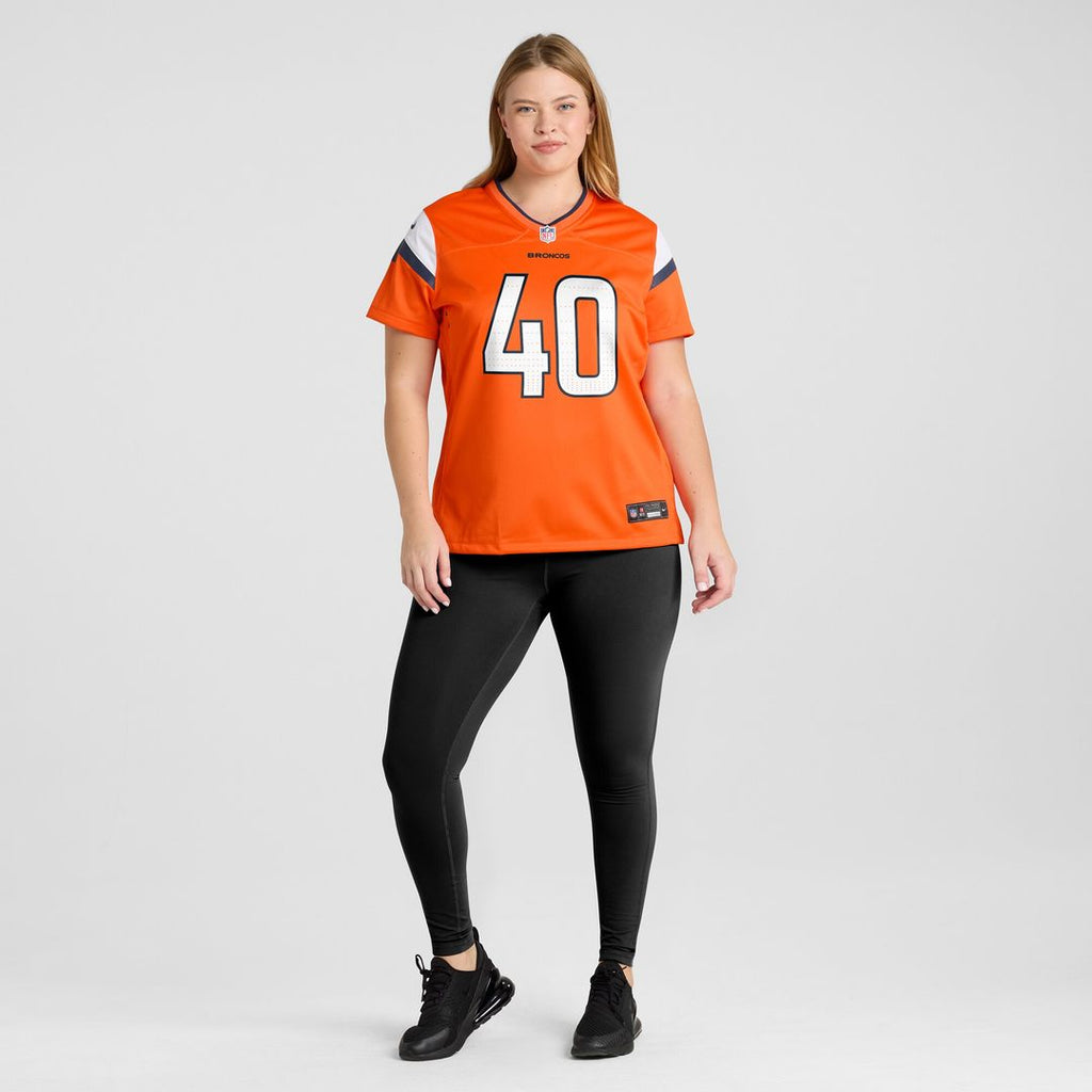 Justin Strnad Denver Broncos Women's Team Game Jersey - Orange