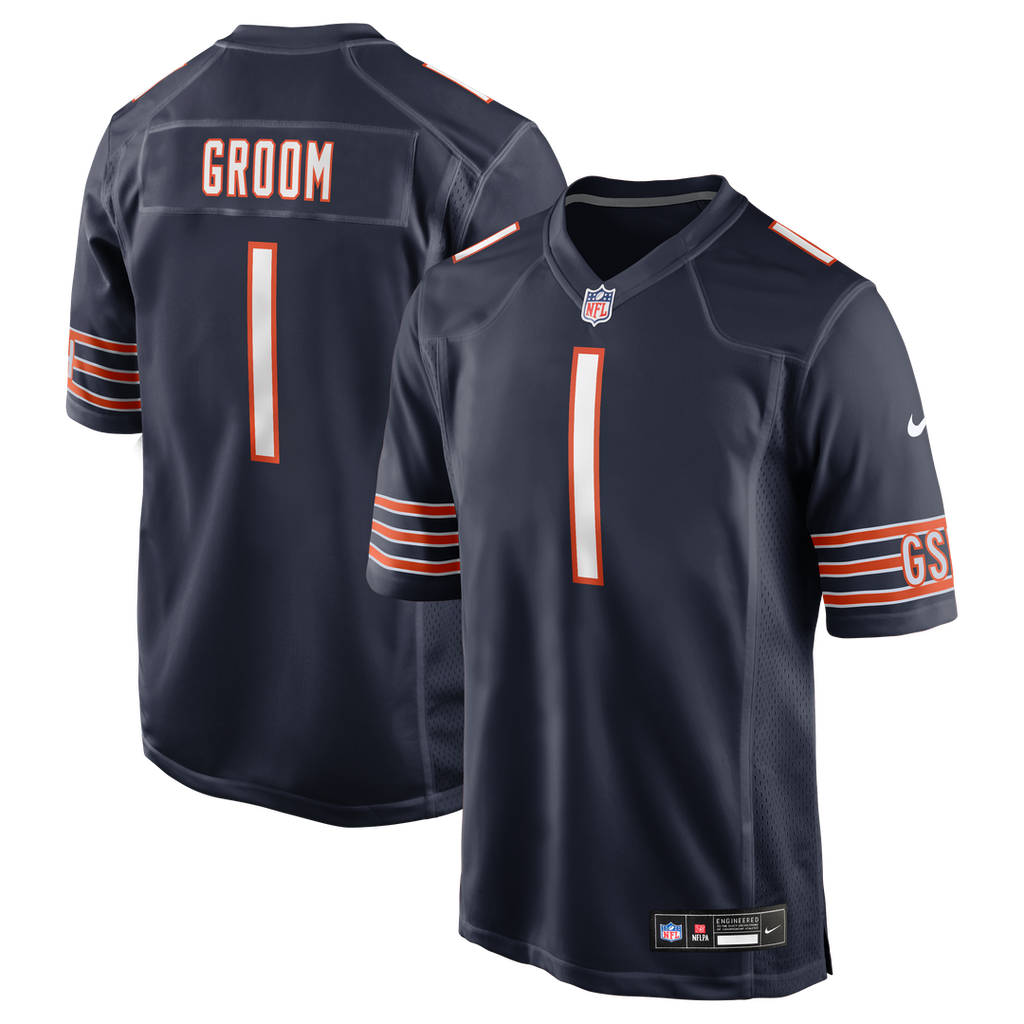 Number 1 Groom Chicago Bears Game Jersey - Navy