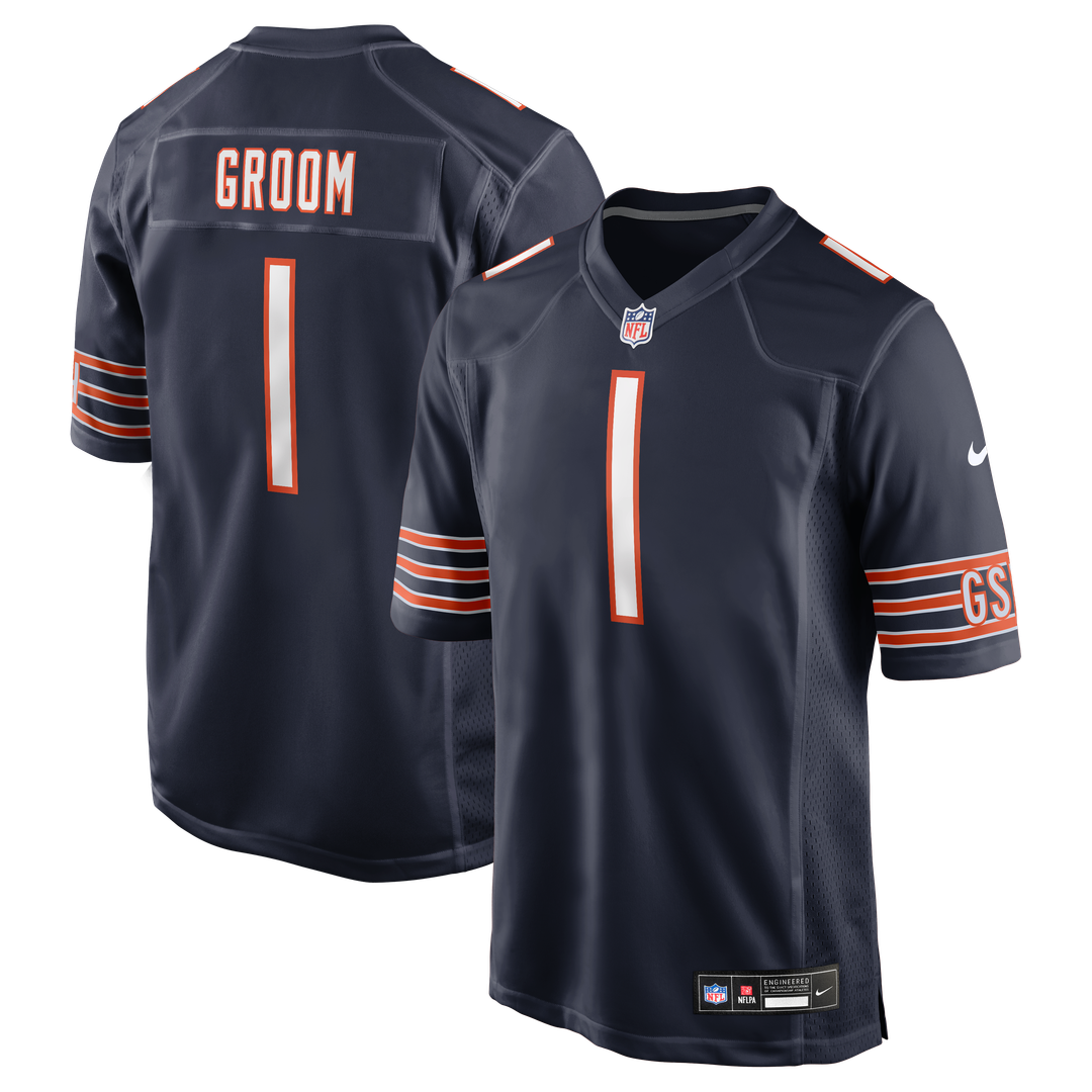 Number 1 Groom Chicago Bears Game Jersey - Navy