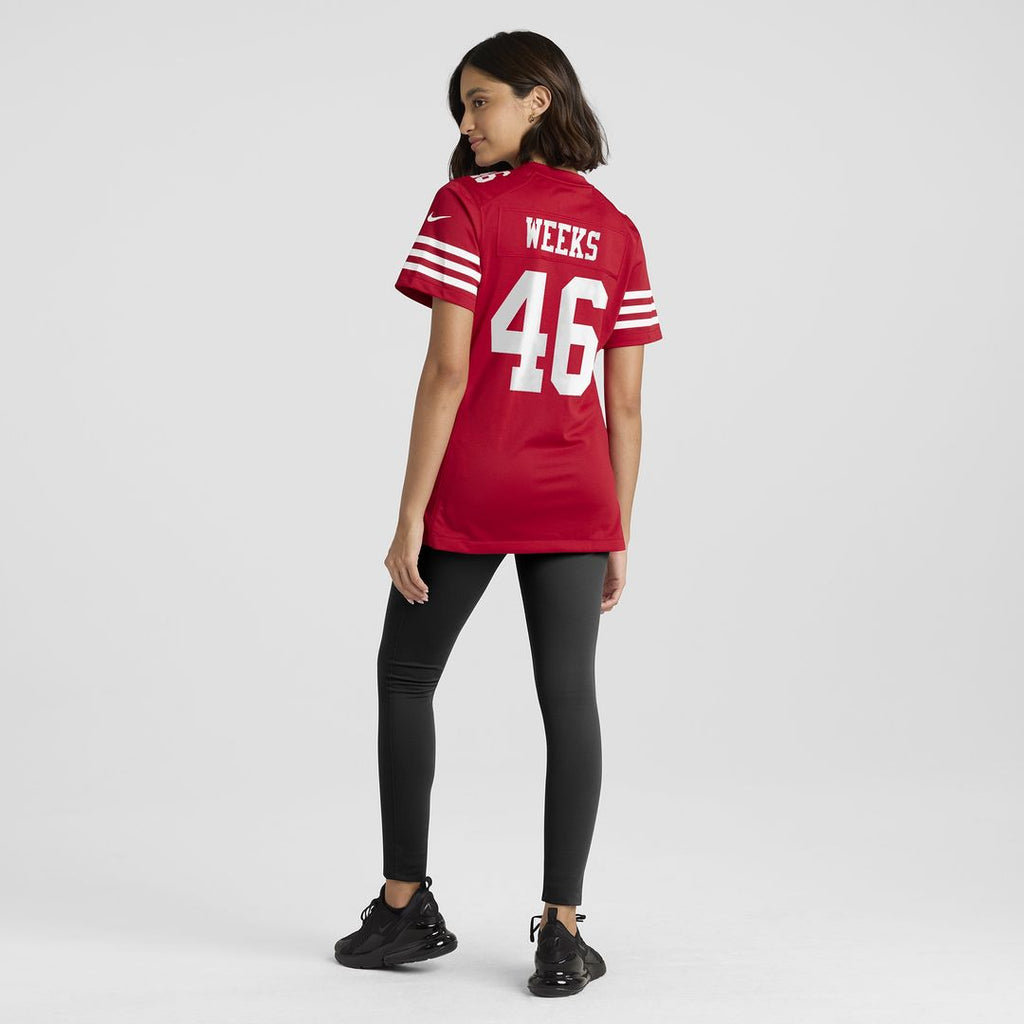 Jon Weeks San Francisco 49ers Women's Team Game Jersey - Scarlet