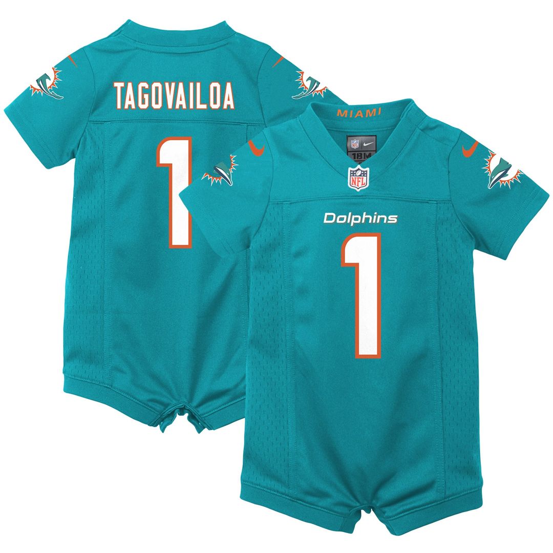 Tua Tagovailoa Miami Dolphins Newborn & Infant Game Romper Jersey - Aqua