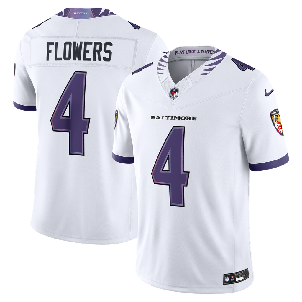 Zay Flowers Baltimore Ravens Vapor F.U.S.E. Stitched Limited Jersey - White
