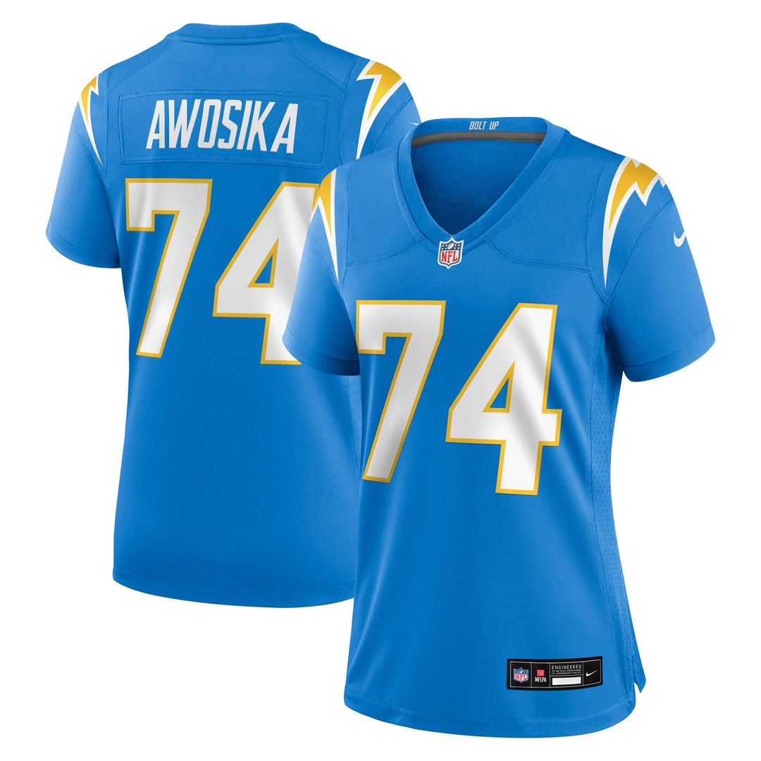 Kayode Awosika Los Angeles Chargers Women's Team Game Jersey - Powder Blue