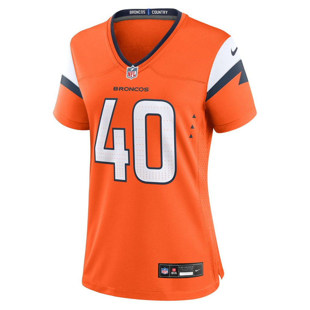Justin Strnad Denver Broncos Women's Team Game Jersey - Orange