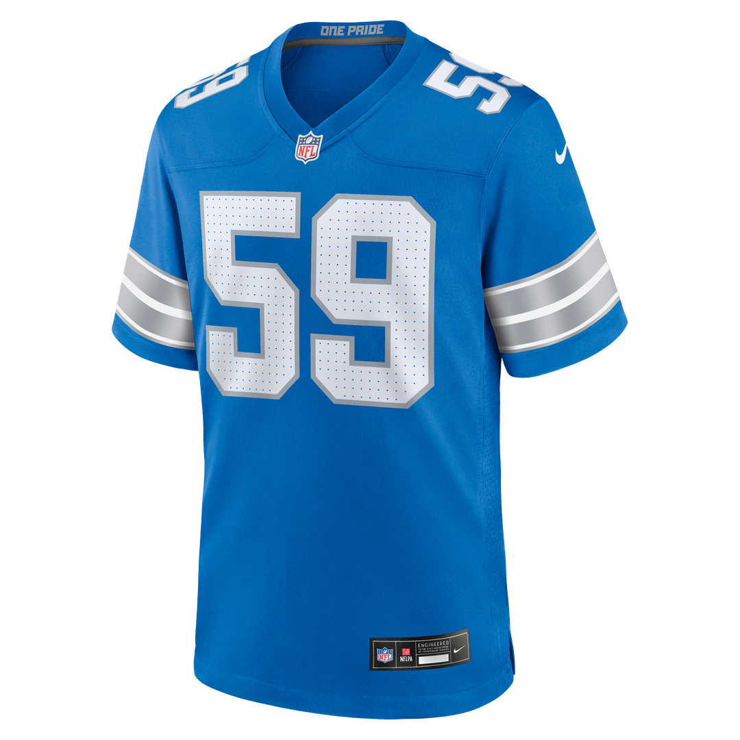Giovanni Manu Detroit Lions Team Game Jersey - Blue