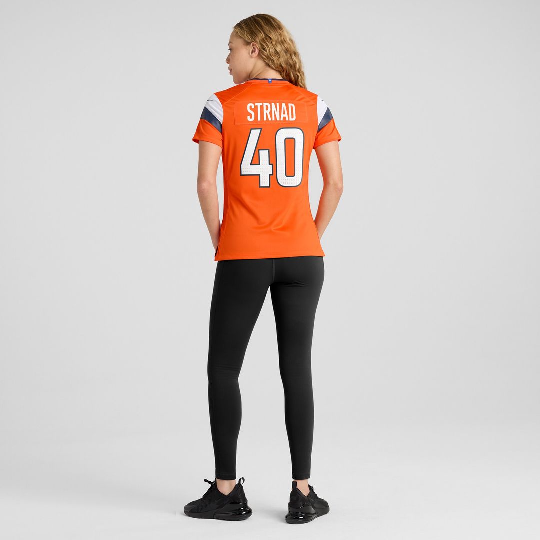 Justin Strnad Denver Broncos Women's Team Game Jersey - Orange