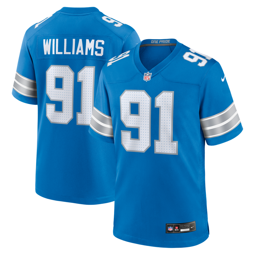 Tyleik Williams Detroit Lions Team Game Jersey - Blue