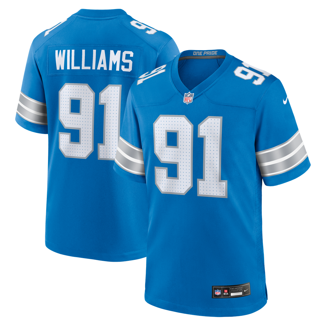 Tyleik Williams Detroit Lions Team Game Jersey - Blue